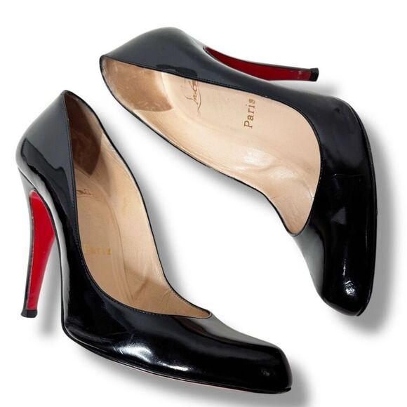 Christian Louboutin Simple Classic Pump Black Patent Leather Heels Women’s Sz 39 - Picture 4 of 9